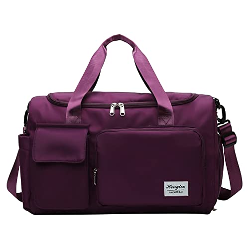 Luckywaqng Faltbare Reisetasche mit großer Kapazität, leicht, wasserdicht, faltbar, Tragetasche, Reisetasche, modische Frauen Damen Turnbeutel (Wine, One Size) von Luckywaqng