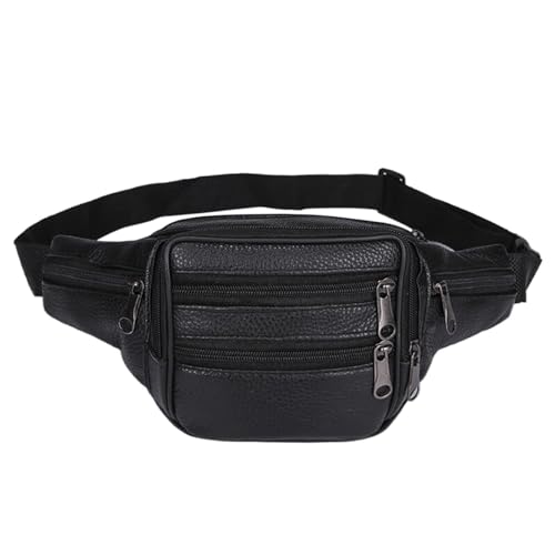 Luckywaqng Gürteltasche, Business-Tasche, erste Schicht, Rindsleder, Handytasche, Outdoor-Sport, Radfahren, Gürteltasche Sporttasche Mit Seitenfächern (Black, One Size) von Luckywaqng