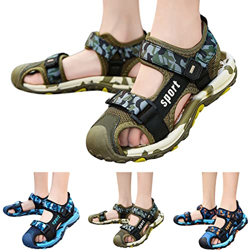 Luckywaqng Kleine Jungen Mädchen Sommer Geschlossene Zehen Athletic & Outdoor Wandern Strandsandalen Sport-Trail-Sandalen Für Kinder Mit Klettverschluss Sommer Freizeit Sandalen Riemchensandalen von Luckywaqng