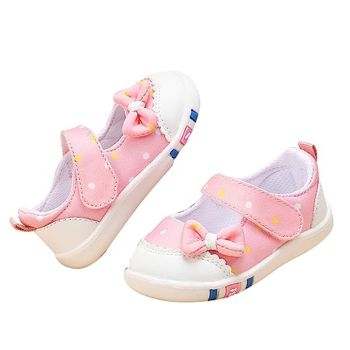 Luckywaqng Kleinkind Mädchen Baby Neugeborenen Turnschuhe Niedlich Polka Dot Print Schleife Atmungsaktive Netz Design Walking Sandalen Halbschuhe Elefanten (Pink, 24 Toddler) von Luckywaqng