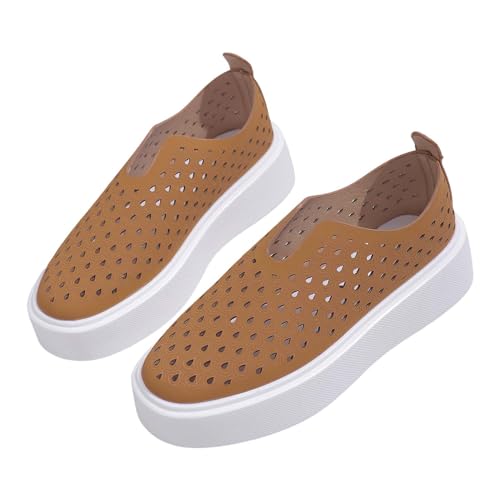 Luckywaqng Pflege Schuhe Damen Altenpflege Sommermode Damen Sneakers Dicke Unterseite Bequeme Freizeitschuhe Damen Freizeitschuhe Schuhe Damen Internationalist (Brown, 38) von Luckywaqng