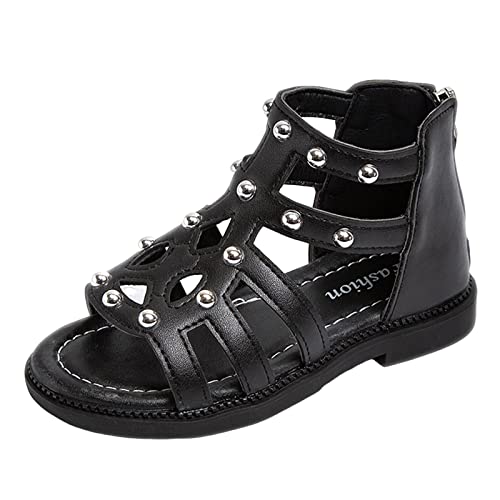 Luckywaqng Sandalen Kinder Kinderschuhe Flache High Top Sandalen Mode Sommer Kleines Mädchen Perlen High Top Prinzessin Kinderschuhe Sandalen Kleinkind Junge (Black, 23 Toddler) von Luckywaqng