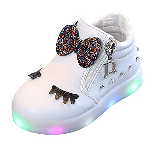 Luckywaqng Sport-Turnschuhe LED-Mädchen-Baby-Kind-Kristallstiefel Bowknot scherzt leuchtende Schuhe Babyschuhe Schuhe Baby Mädchen 1 Jahr (White, 21) von Luckywaqng