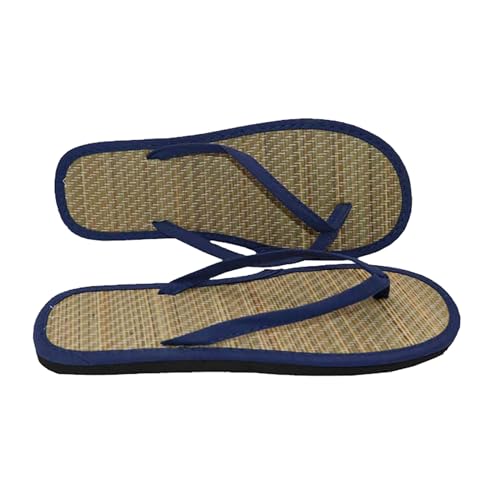 Luckywaqng Trachten Schuhe Für Damen Sommer Flip-Flops Rattan Damen Japanischen Hause Mit Außerhalb Tragen Sandale Drag Flache Unterseite Drag Schuhe Damen Gelb (Dark Blue, 39) von Luckywaqng