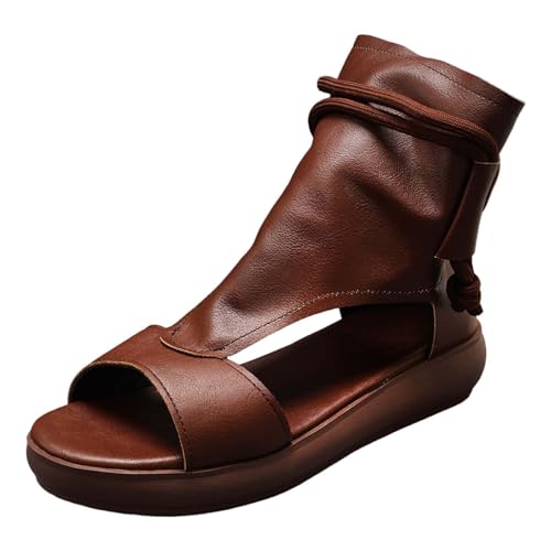 Luckywaqng Weiße Schuhe Damen Damen Sandalen mit dicker Plateausohle und Reißverschluss Damenschuhe Schwarz (Brown, 37) von Luckywaqng