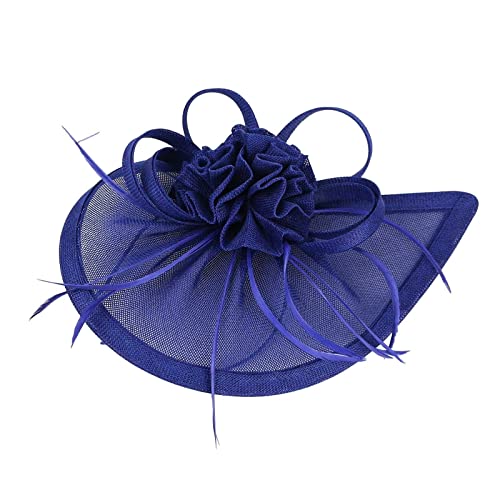 Stirnband Herren Winter 2023 Fascinator Hut Feder Mesh Tea Party Haarband für Frauen Dünnes Stirnband Damen Fahrrad (Blue, One Size) von Luckywaqng