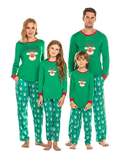 LucymeWeihnachten Pyjama Schlafanzüge Nachtwäsche Familie Weihnachts Schlafanzug Erwachsene Pyjama Set für Kinder, Jungen, Mädchen, Herren,Damen Sleepwear Set, Grün, Herren/S von Lucyme