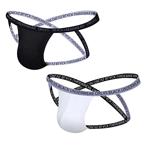 Lukione 2 Pack Herren G String Unterwäsche Männlich Tangas Jockstrap Modal Cross Strap Unterhosen für Männer (L) von Lukione