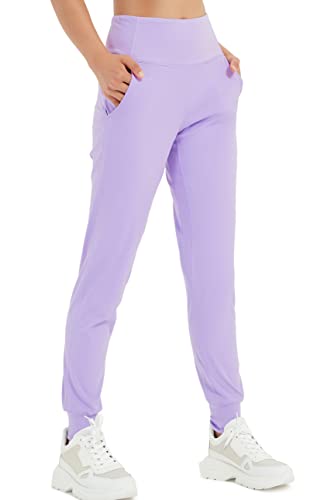 Lulucheri Damen Jogginghose Hohe Taille Trainingshose Sporthose Lang Freizeithose Elastischer Bund Sweathose Mit Taschen, Frauen Sweatpant Für Sport Fitness Jogging Laufen(Digital Lavendel,L) von Lulucheri