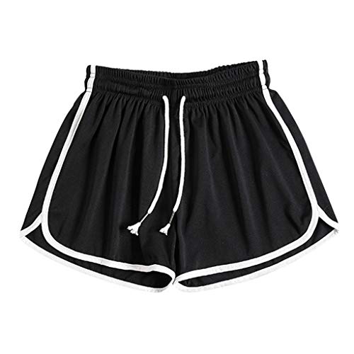 Lulupi Schlafanzughose Kurz Pyjama Hose Damen Sport Shorts Schlafhose Schlafshorts Bequem Große Größen Sommerhose Freizeithose Mädchen Laufshorts Yoga Gym Fitness Hotpants (Schwarz,34) von Lulup