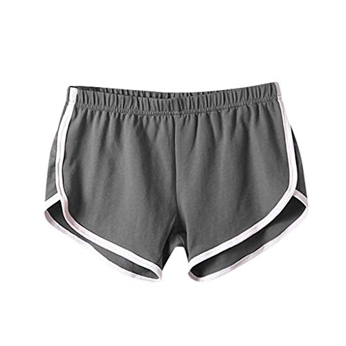 Lulupi Sport Shorts Damen Kurze Jogginghose Sporthose Kurz Schlafanzughose Sommerhose Leicht Streifen Freizeithose Yoga Gym Fitnesshose Mädchen Hotpants Pyjama (Grau,36) von Lulup