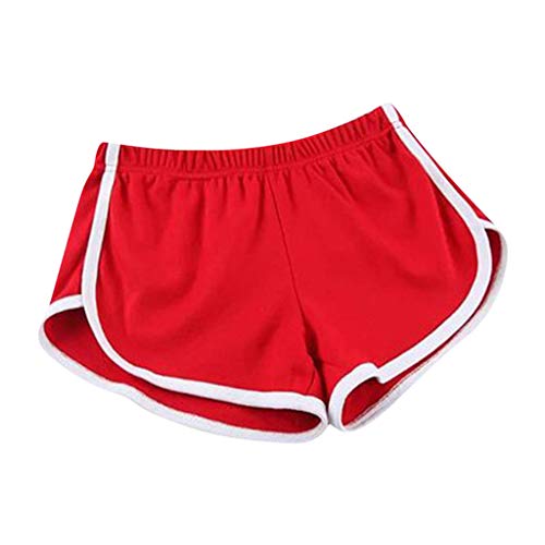 Lulupi Sport Shorts Damen Kurze Jogginghose Sporthose Kurz Schlafanzughose Sommerhose Leicht Streifen Freizeithose Yoga Gym Fitnesshose Mädchen Hotpants Pyjama (Rot,38) von Lulup