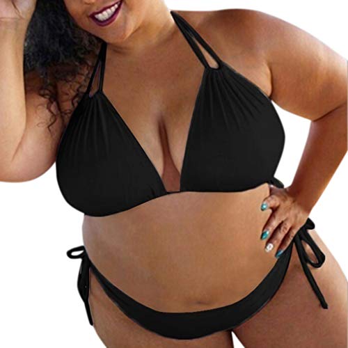 Lulupi Damen Große Größen Bikini Bademode Übergröße Bikini Set Mollige Frauen Neckholder Plus Size Badeanzug Triangel Gepolstert Oberteil High Waist Bikinislips Shorts von Lulupi