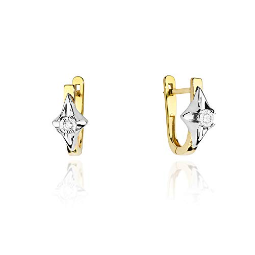 Damen Ohrringe 585 14k Gold Gelbgold Ohrhänger Diamant Brillanten von Lumari Gold