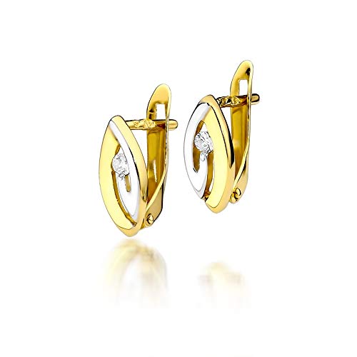 Damen Ohrringe 585 14k Gold Gelbgold Ohrhänger Diamant Brillanten von Lumari Gold