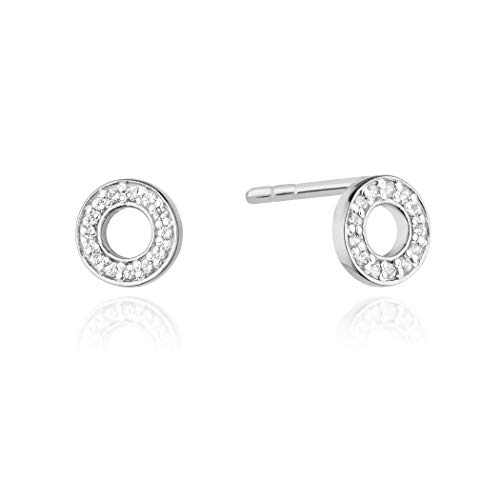 Damen Ohrringe Stecker 585 14k Gold Weißgold Ohrstecker Kreis Diamanten Brillanten von Lumari Gold