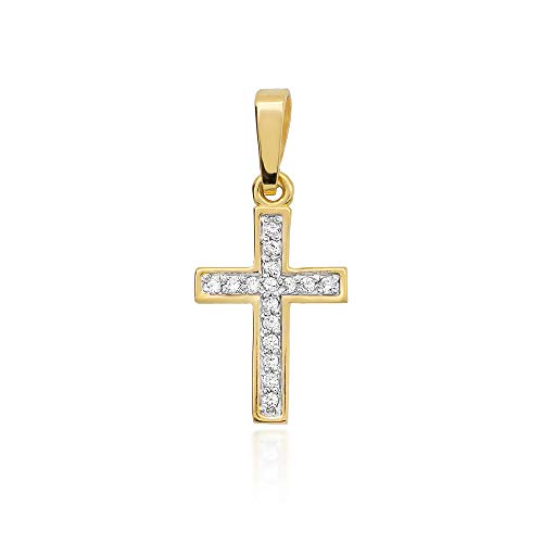 Kreuz Anhänger Gold Gelbgold Weißgold 585 14K Goldanhänger Kettenanhänger Diamanten Brillanten für Damen Jungen von Lumari Gold