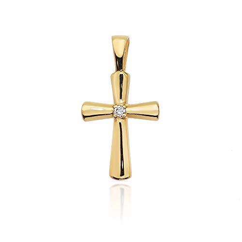 Kreuz Anhänger Gold Gelbgold Weißgold 585 14K Goldanhänger Kettenanhänger Diamanten Brillanten für Damen Jungen von Lumari Gold