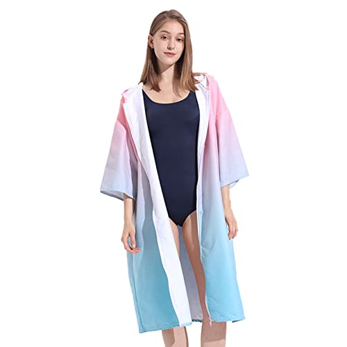 LumiSyne Umziehhilfe Mit Kapuze Damen Herren, Mode Gedruckte, Stil Mit Reißverschluss, Schnelltrocknend Mikrofaser, Leicht Kompakt Bademantel, Strandtuch, Handtuch Poncho Für Schwimmen Surfing Reisen von LumiSyne