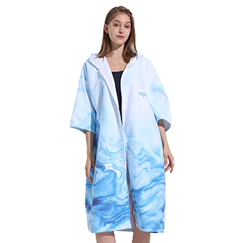 LumiSyne Umziehhilfe Mit Kapuze Damen Herren, Mode Gedruckte, Stil Mit Reißverschluss, Schnelltrocknend Mikrofaser, Leicht Kompakt Bademantel, Strandtuch, Handtuch Poncho Für Schwimmen Surfing Reisen von LumiSyne