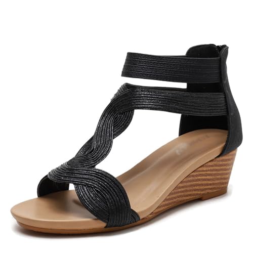 Damen-Sandalen mit hohem Absatz,Keilsandaletten für Damen,Damen-Plateau-Sandalen,T-Riemen-Sandalen,Offener Zeh Knöchelriemen Heel Pump Sandalen,Für Hochzeitsfeiern,Heimkehr,Geburtstagsfeiern von LuminescentDream