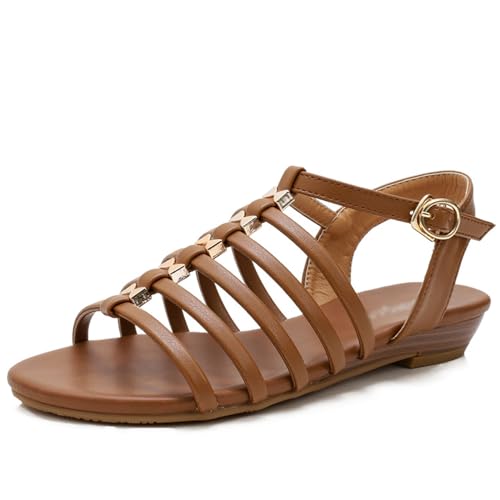 Damensandalen mit niedrigem Absatz,Women Casual Summer Flat Sandals,Hohlsandalen,Bequem Sandaletten Sommer,offener Zehenbereich,Knöchelschnalle,Sandalen,Für Hochzeitsfeiern,Geburtstagsfeiern von LuminescentDream