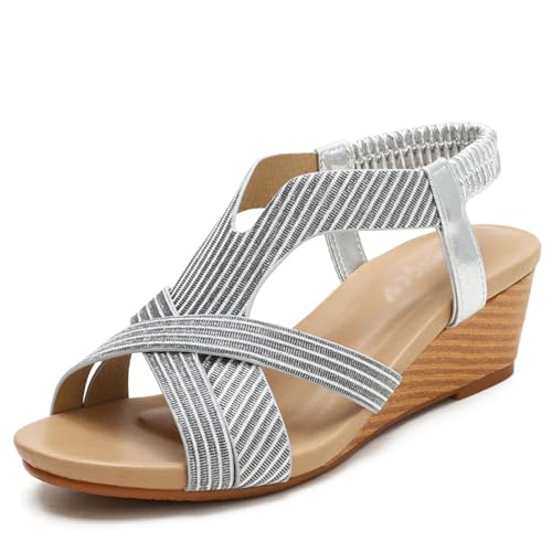 LuminescentDream Sommer-High-Heels mit offener Zehenpartie,Keilsandaletten für Damen,modische Sandalen Sommer,plateau sommerschuhe,Damen Klassische Sandalen,für Partys,Tänze,Hochzeiten,Abendessen von LuminescentDream