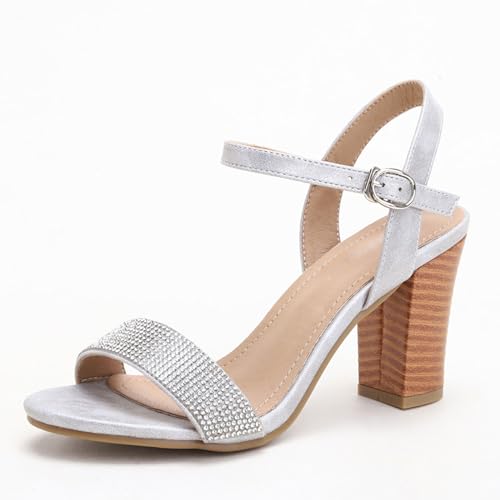 Sandalen Damen mit Absatz,Sommer-High-Heels mit offener Zehenpartie,Pumps Sandale mit Blockabsatz,Elegant Sommerschuhe,Pumps mit offenem Zehenbereich und Knöchelriemen,für Partys und Hochzeiten von LuminescentDream