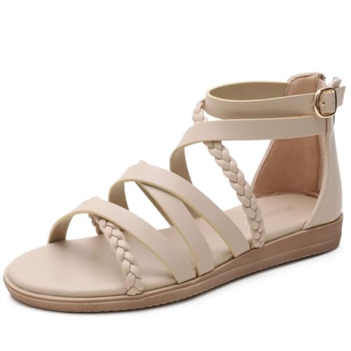 Women Casual Summer Flat Sandals,offener Zehenbereich,Knöchelschnalle,Sandalen,Party Hochzeit Riemchenschnalle Sandalen,Casual Leichte Damensandalen,Für Hochzeitsfeiern,Heimkehr,Geburtstagsfeiern von LuminescentDream