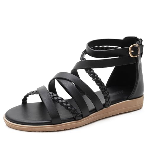 Women Casual Summer Flat Sandals,offener Zehenbereich,Knöchelschnalle,Sandalen,Party Hochzeit Riemchenschnalle Sandalen,Casual Leichte Damensandalen,Für Hochzeitsfeiern,Heimkehr,Geburtstagsfeiern von LuminescentDream