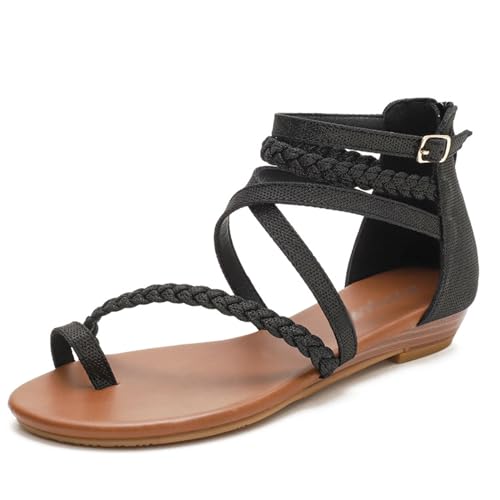 Women Summer Flat Sandals,modische Sandalen Sommer,Elegant Sommerschuhe,Einstellbar Knöchelriemen Sandalen Damen,Casual Leichte Damensandalen,für Party,Abschlussball,Heimkehr,elegante Schuhe von LuminescentDream