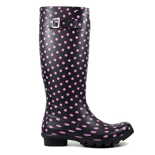 Lunar Women's Spot Welly Blue/Pink Wellingtons Boots ELW003 8 UK, 41 EU von Lunar