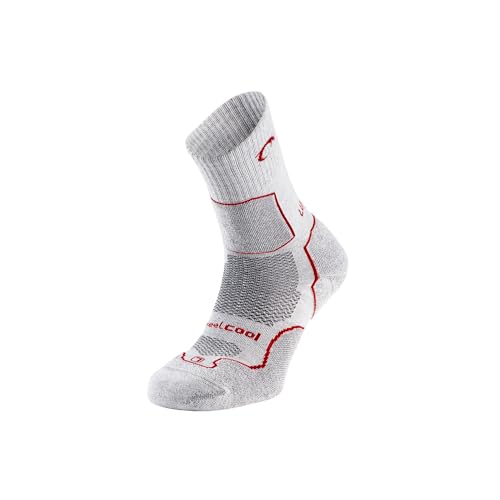 LURBEL Logan Nahtlose Socken, Trekkingsocken, Anti-Blasen, geruchshemmend und atmungsaktiv, Unisex-Socken., Eisgrau/Rot, M von Lurbel
