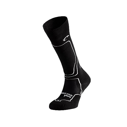 Lurbel Höhe Six, Thermo-Socken, Ski-Socken, hohe Socken, Schneestöcke, atmungsaktiv und geruchshemmend, Unisex, Schwarz/Eisgrau, L von Lurbel