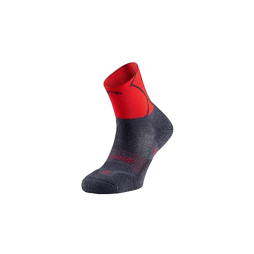 Lurbel Track Laufsocken, Anti-Blasensocken, atmungsaktive und geruchshemmende Socken, Laufsocken, Socken für Herren, Unisex., Dunkelgrau/Rot, XL von Lurbel