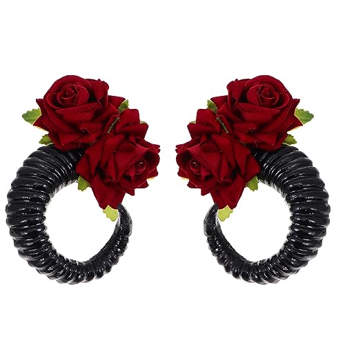 Lurrose 1 Paar Klaue Haarnadel Haarreif Aus Teufelshorn Rosen-stirnband Halloween-kopfbedeckung-kostüm Gothic Haarschmuck Fotoshooting Die Blumen Bettwäsche Aus Baumwolle Kleine Eckclip von Lurrose