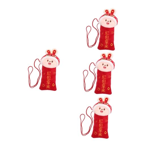 Lurrose 4 Stück Glücksgeld Roter Umschlag Geldbörse Mit Hasenmünzen Jahr des Kaninchenumschlags Chinesische Geldpakete Chinesisches Hongbao Rote Geldbörse Münzbeutel Kind Pp Baumwolle Bote von Lurrose