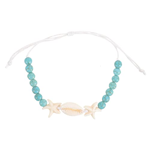 Lurrose Armbänder Muschelarmband Weben Von Armreifschmuck Armband Mit Muschelanhängern Geflochtenes Seilarmband -string-armband Liebhaber Popularität Türkis Handgelenkskette von Lurrose