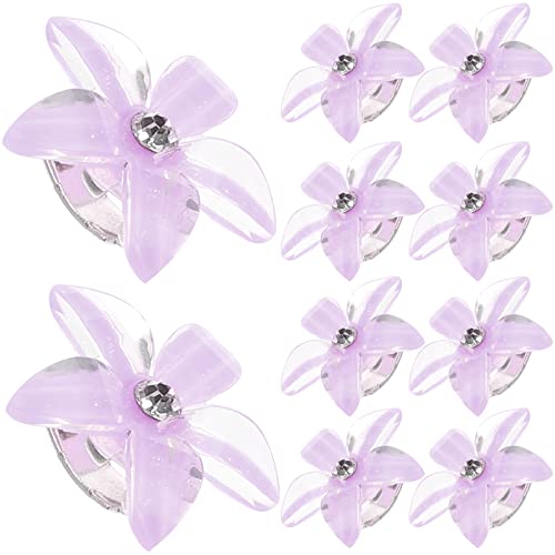 Lurrose Kleine Blumen-Haarspangen 10 Stück Strass-Blumenklauen-Clips -Clips Braut Hochzeit Haar Für Mädchen (Lila) von Lurrose