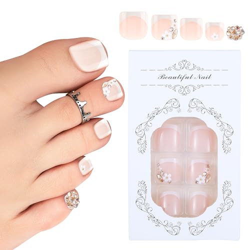 24 Stück Kurz Fußnägel zum Aufkleben Fußnägel Tips Französisch Quadrat Künstliche Zehennägel Nackt Strass Blumen Weißer Rand Künstliche Fussnägel für Frauen und Mädchen 24 Stück Kurz Fußnägel zum Aufkleben Fußnägel Tips Französisch Quadrat Künstliche Zehennägel Nackt Strass Blumen Weißer Rand Künstliche Fussnägel für Frauen und Mädchen von Lusofie