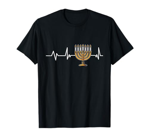 Jüdischer Kerzenleuchter Chanukka Herzschlag Chanukka T-Shirt Jüdischer Kerzenleuchter Chanukka Herzschlag Chanukka T-Shirt von Lustige Chanukka Heartbeat Geschenke