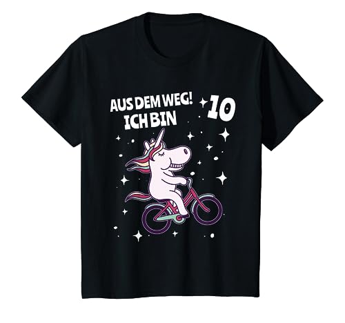 Kinder Kind 10. Kinder Geburtstag Mädchen 10 Jahre Sterne & Fahrrad T-Shirt von Lustige Kindergeburtstags design Jungen & Mädchen