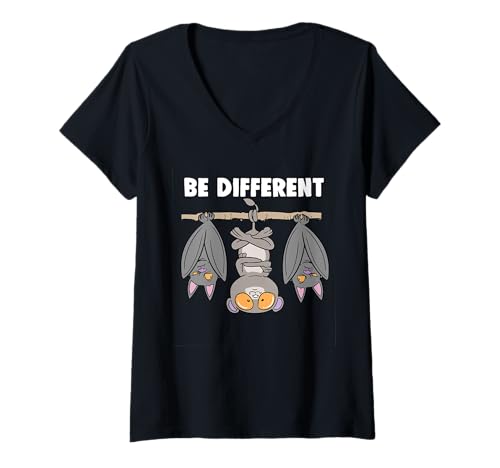 Damen Koboldmaki Fledermaus Märchen Sei Anders T-Shirt mit V-Ausschnitt Damen Koboldmaki Fledermaus Märchen Sei Anders T-Shirt mit V-Ausschnitt von Lustige Koboldmaki Geschenke für Frauen Damen