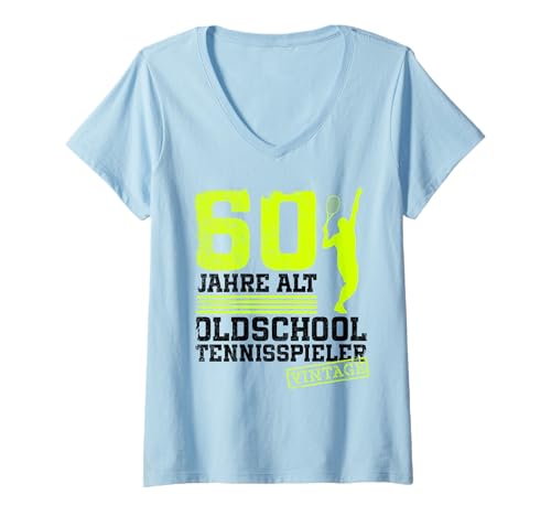 Damen 60. Geburtstag 60 Jahre Alt Tennis Tennisspieler Geburtstag T-Shirt mit V-Ausschnitt Damen 60. Geburtstag 60 Jahre Alt Tennis Tennisspieler Geburtstag T-Shirt mit V-Ausschnitt von Lustige Tennis Geburtstagsdesigns