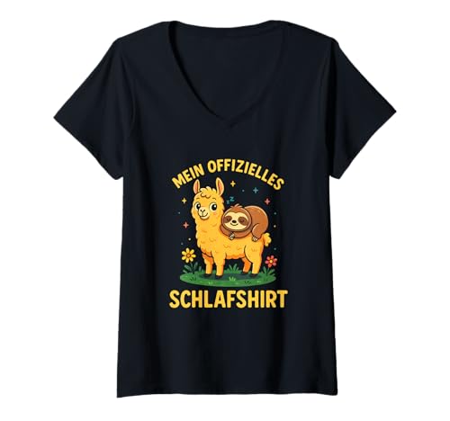 Damen Mein Offizielles Schlafshirt - Faultier Alpaka T-Shirt mit V-Ausschnitt Damen Mein Offizielles Schlafshirt - Faultier Alpaka T-Shirt mit V-Ausschnitt von Lustiges Humorvoll Tiermotive Boho Tier