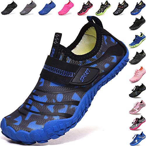 Lvptsh Kinder Badeschuhe Strandschuhe Wasserschuhe Jungen Mädchen Aquaschuhe Schnell Trocknend Barfußschuhe Wassersport Beach Pool Surfen,Schwarz Blau,EU30 von Lvptsh