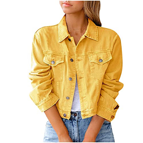 Lycurgius Damen-Jeansjacken, Vintage-Stil, Knopfleiste, langärmelig, einfarbig, schlicht, Jeansmantel, lockerer Verschluss, kurze Trucker-Jacken, Oberbekleidung, Denim-Jacke, Oberteil, Streetwear, 01 Lycurgius Damen-Jeansjacken, Vintage-Stil, Knopfleiste, langärmelig, einfarbig, schlicht, Jeansmantel, lockerer Verschluss, kurze Trucker-Jacken, Oberbekleidung, Denim-Jacke, Oberteil, Streetwear, 01 von Lycurgius