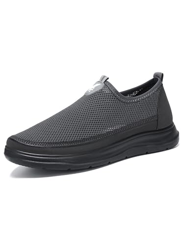 Lyfadon Bequeme Herren Mesh Slip On Loafer Flats für Frühling Sommer und Winter Casual Alltag Innen Außenbereich Urlaub Sport und Arbeit geeignet BW-HYS13 Grau 43 von Lyfadon