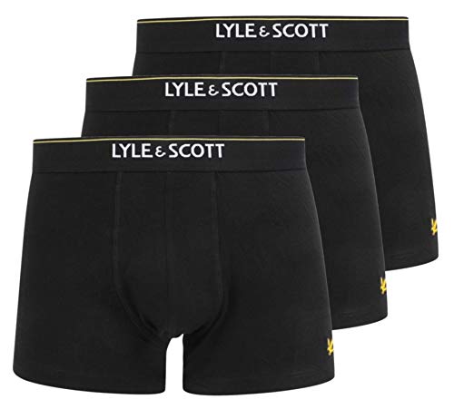 Lyle And Scott Herren Nathan 3er-Pack Boxershorts in Schwarz Grau Weiß, Schwarz/Schwarz/Schwarz, M von Lyle & Scott