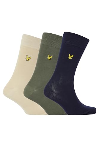 Lyle and Scott Herren-Socken, Baumwolle, 3er-Pack, Peacoat/Oyster Grey/Beetle, Einheitsgröße von Lyle & Scott